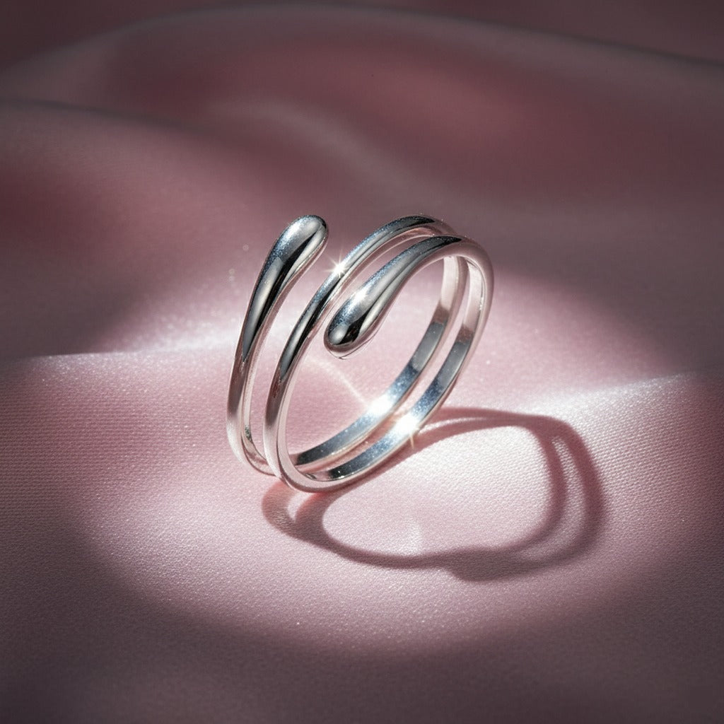 925 Sterling Silver Solid Open & Wrap Ring