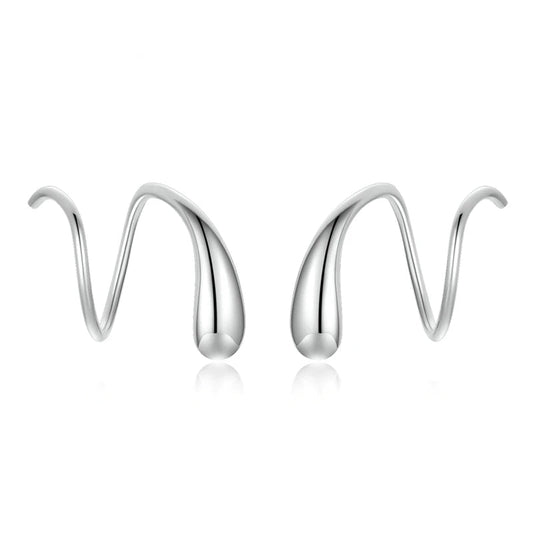 A pair of 925 sterling silver hoop earrings with a creative and unique design, displayed against a white background.
