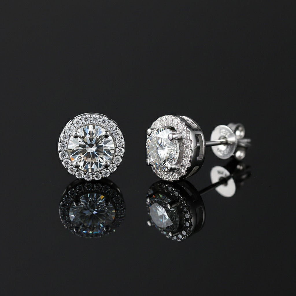 925 Sterling Silver VVS1 Moissanite Stud Earrings