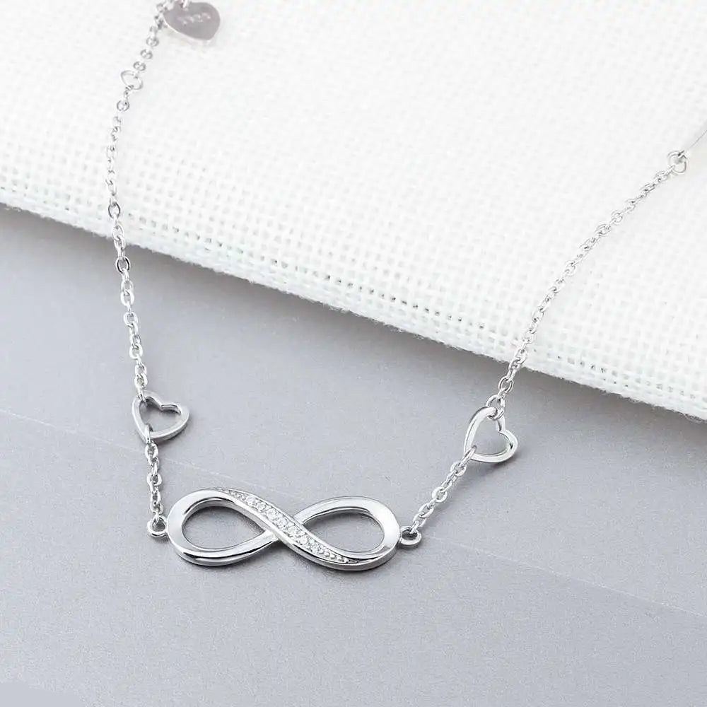 925 Sterling Silver Infinity Hearts Chain Bracelet