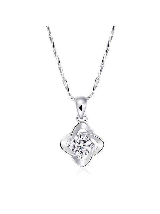 925 Sterling Silver Moissanite Four-Leaf Clover Pendant Necklace