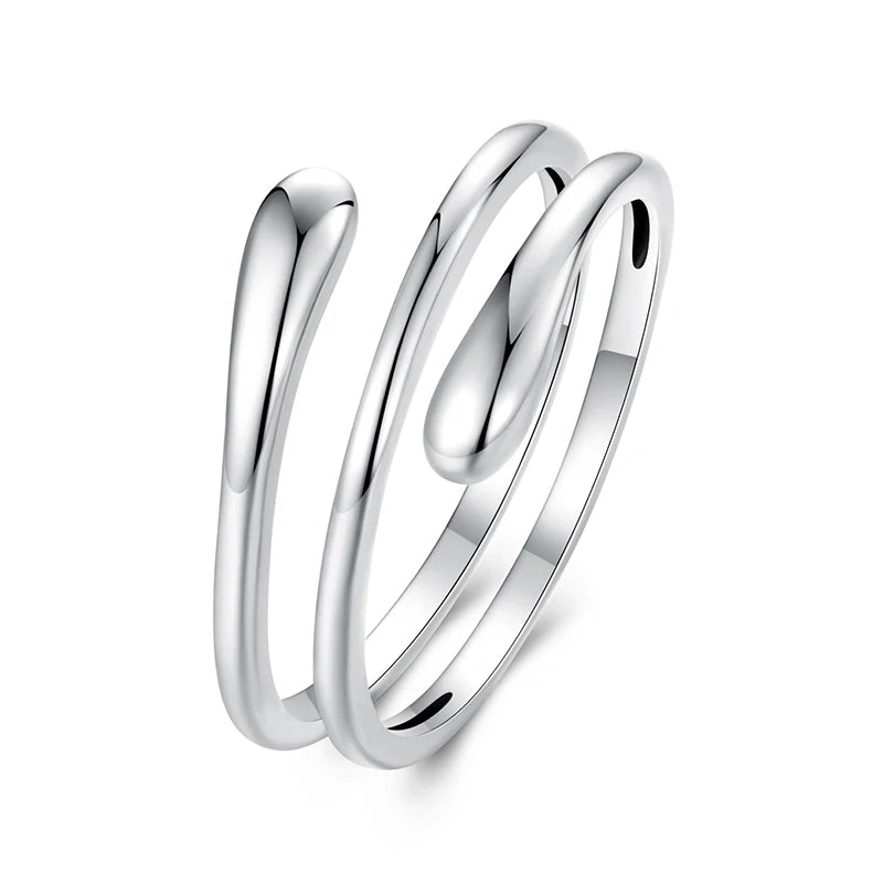 925 Sterling Silver Solid Open & Wrap Ring