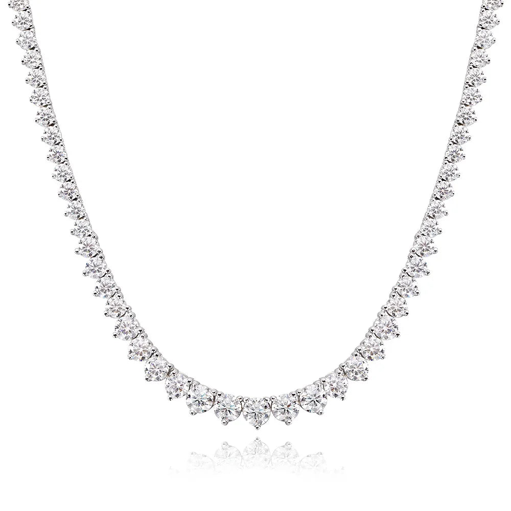 925 Sterling Silver 18k White Gold Plated GRA Certified VVS1 Moissanite Tennis Necklace