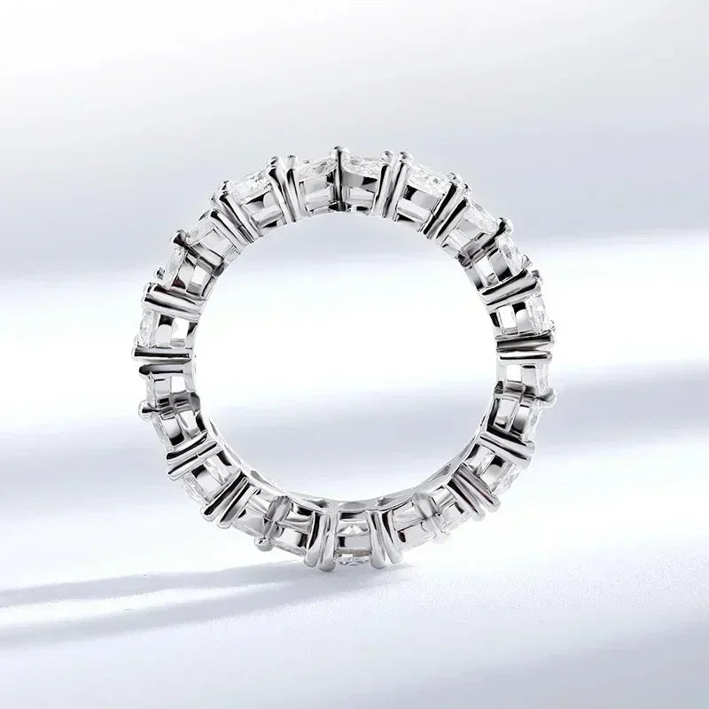 925 Sterling Silver Marquise Cut Full Moissanite Eternity Ring