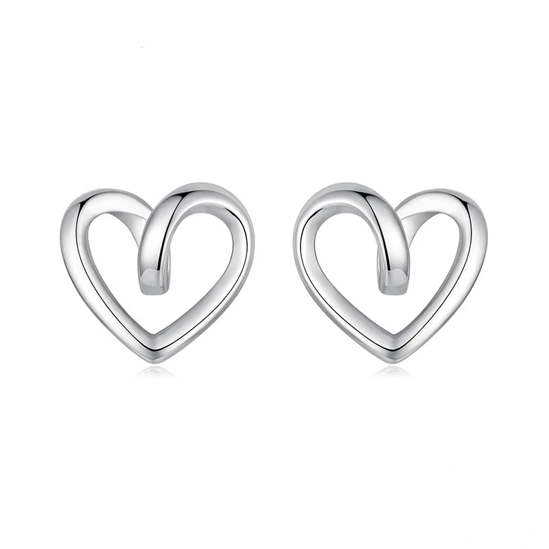 925 Sterling Silver Twisted Heart Stud Earrings