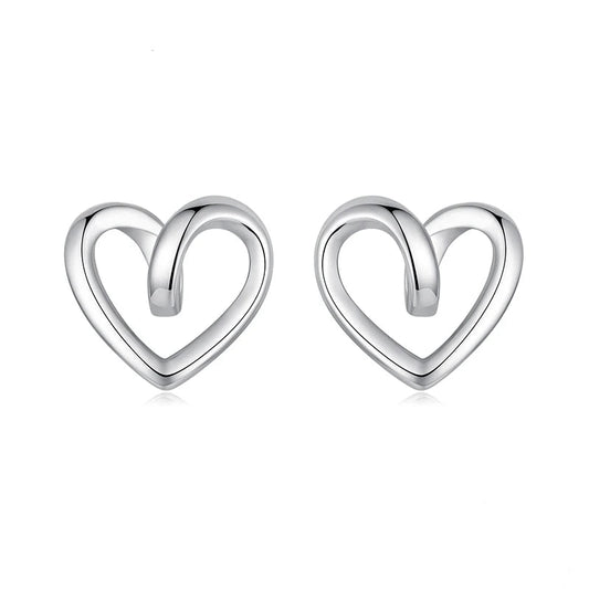 925 Sterling Silver Twisted Heart Stud Earrings