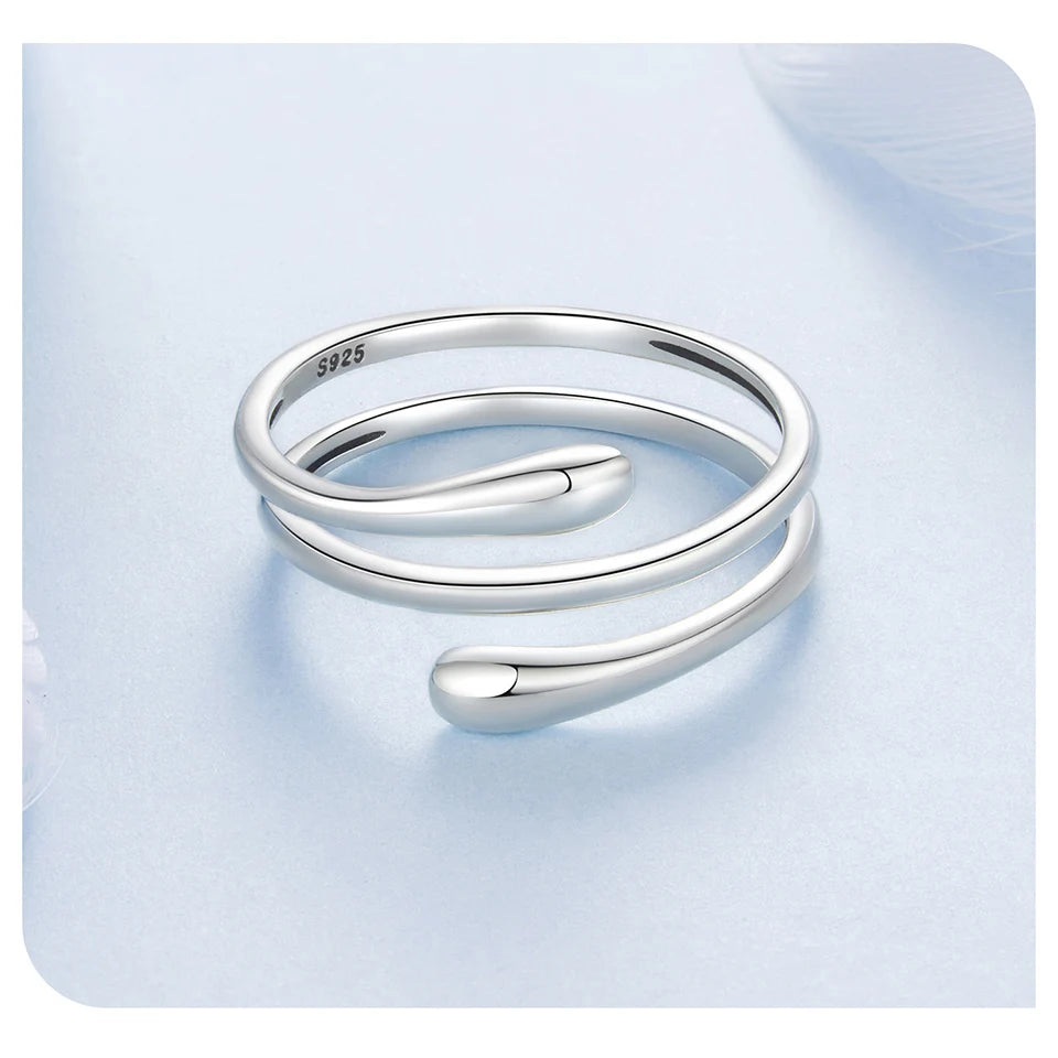 925 Sterling Silver Solid Open & Wrap Ring