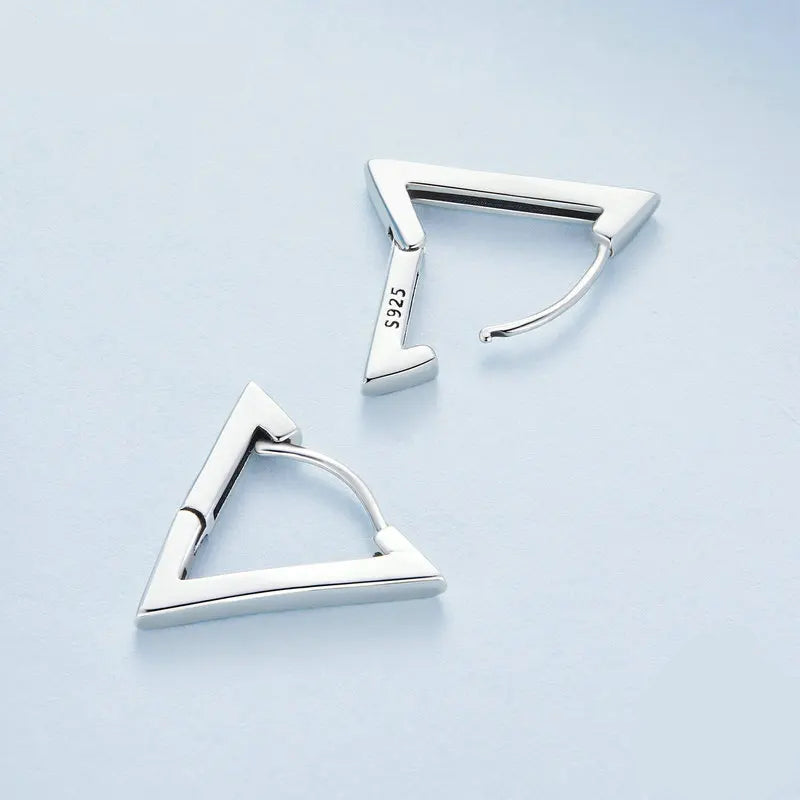 925 Sterling Silver Triangle Hoop Earrings