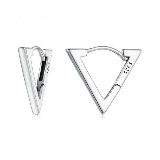 925 Sterling Silver Triangle Hoop Earrings