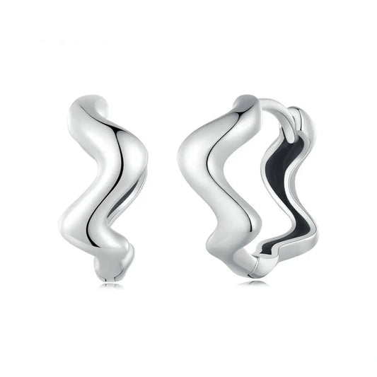 925 Sterling Silver Twisted Line Hoop Earrings