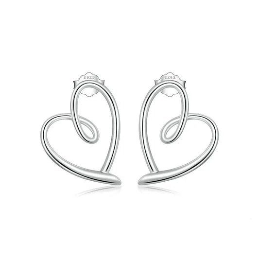 925 Sterling Silver Twisted Heart Stud Earrings