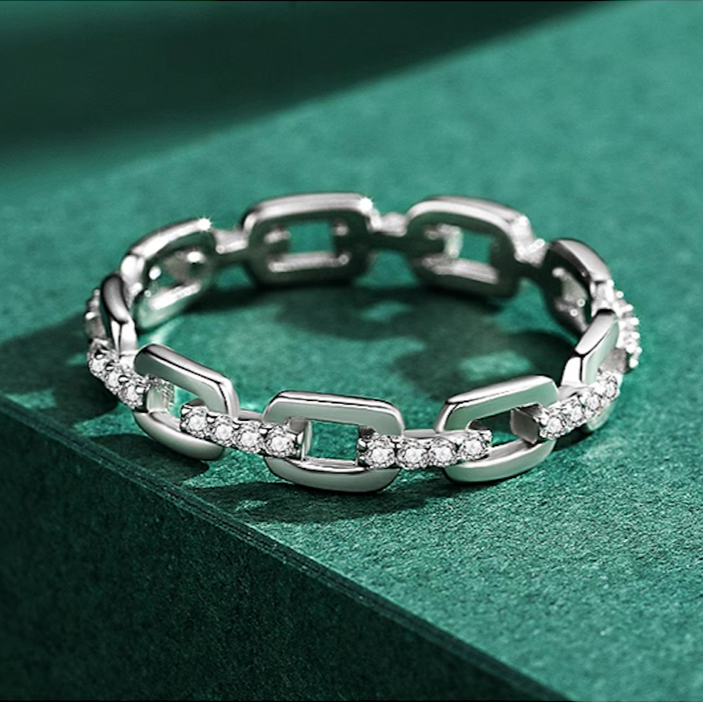 925 Sterling Silver Chain Eternity Ring