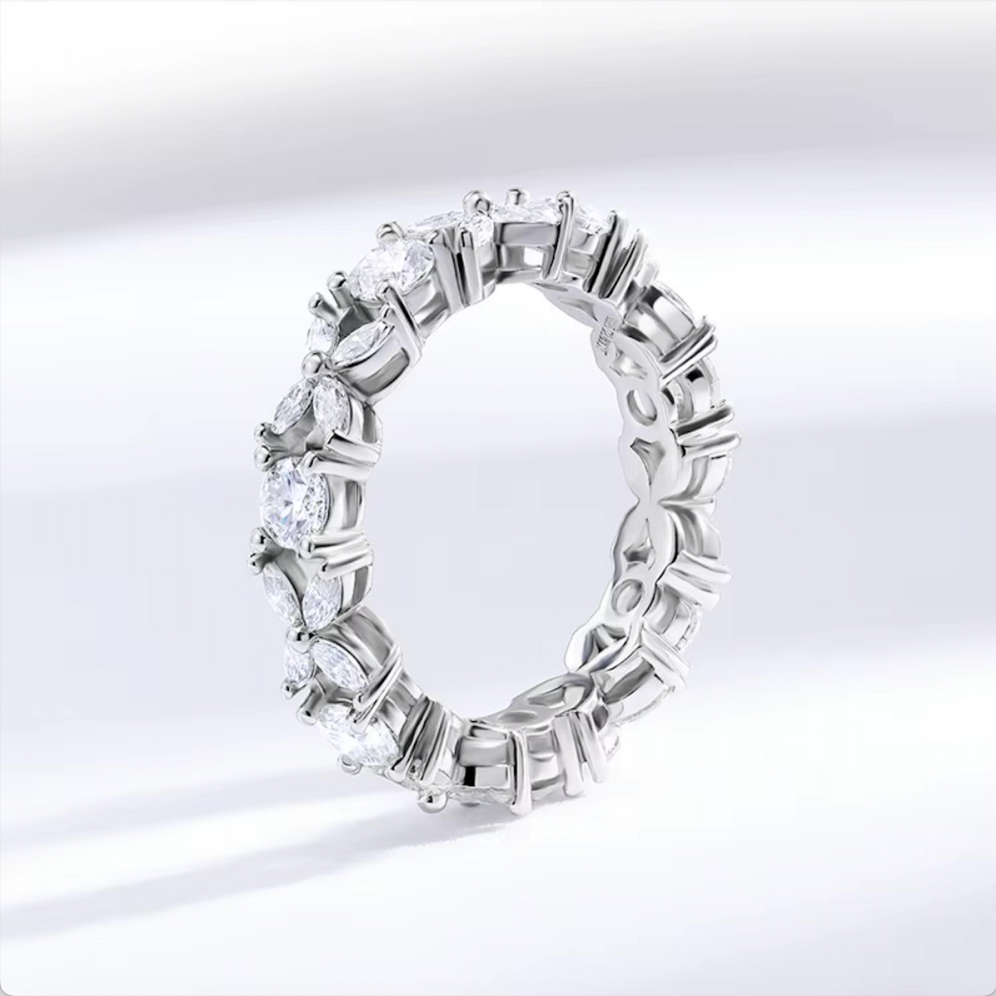 925 Sterling Silver Marquise Cut Full Moissanite Eternity Ring