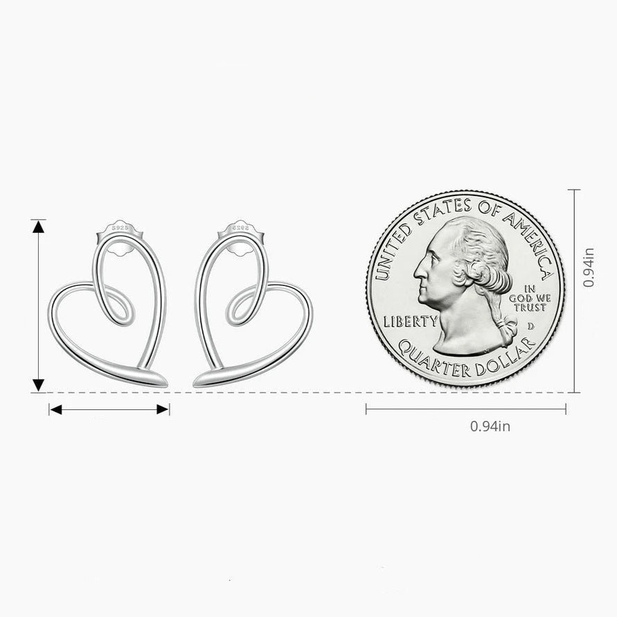 925 Sterling Silver Twisted Heart Stud Earrings