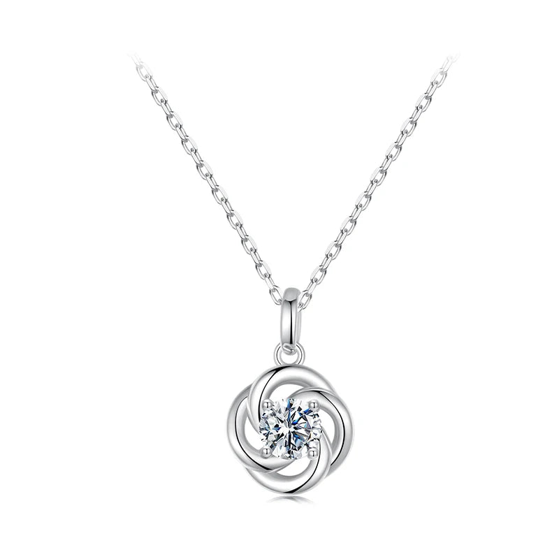 925 Sterling Silver Moissanite Four-Leaf Clover Pendant Necklace